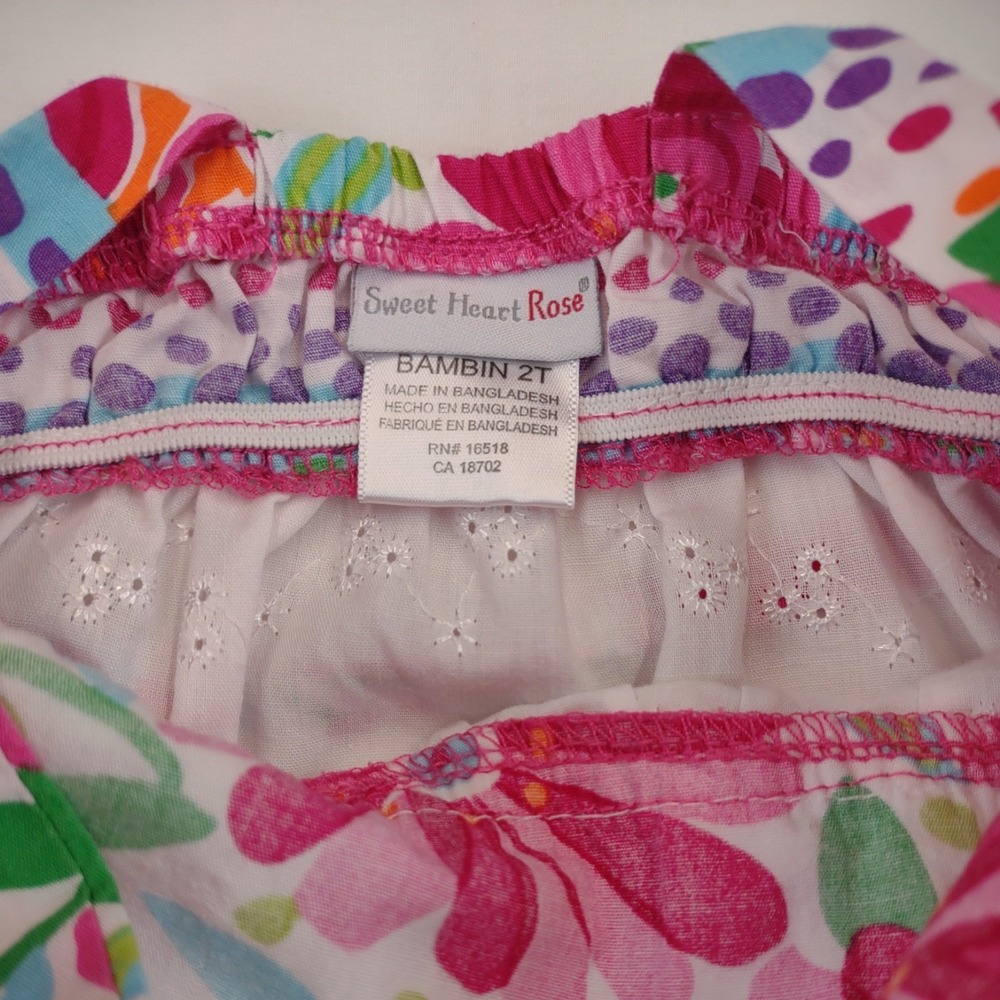 Sweet Heart Rose Girls 2t Dress Layered Floral Cottage Quilt Pink Blue Feminine‎ - Picture 2 of 3